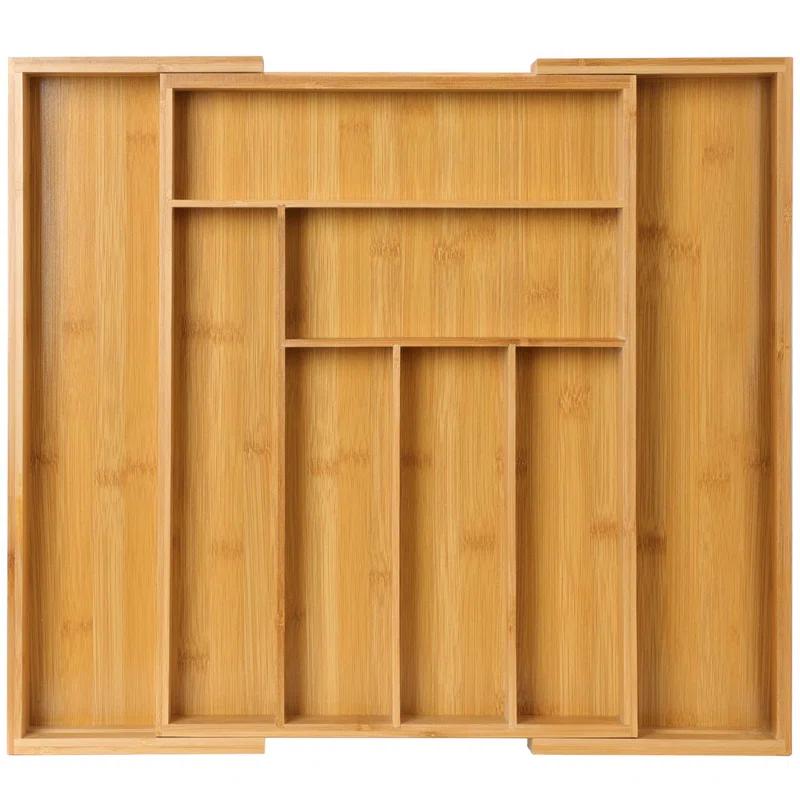 Prep & Savour Bamboo Expandable Drawer Organizer For Utensils Holder, Adjustable Cutlery Tray, Wood Drawer Dividers Organizer For Silverware, Flatware, Knives In Kitchen, Bedroom, Living Room | Wayfair