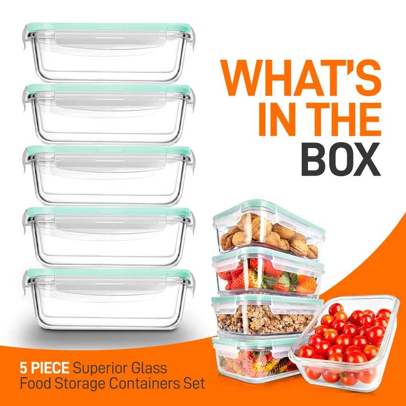 NutriChef 30oz. Glass Food Storage Container