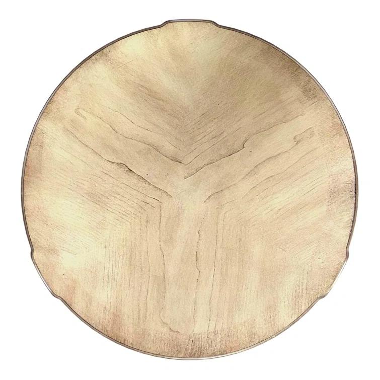 Thurmond Light Brown Round Wood Side Table with Storage