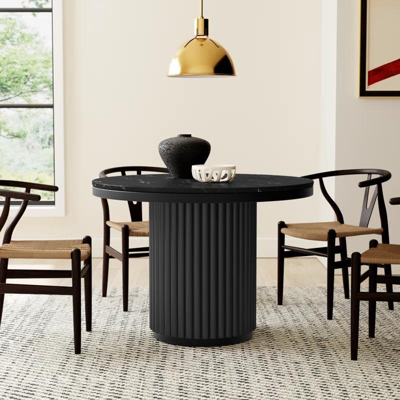 Tiago Round Dining Table - Black Marble
