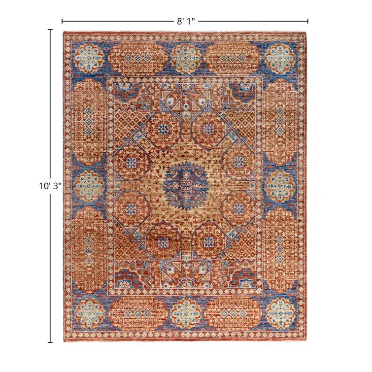 Solo Rugs One-of-a-Kind Rectangle 8'1" X 10'3" New Age Wool Area Rug Rust/Blue