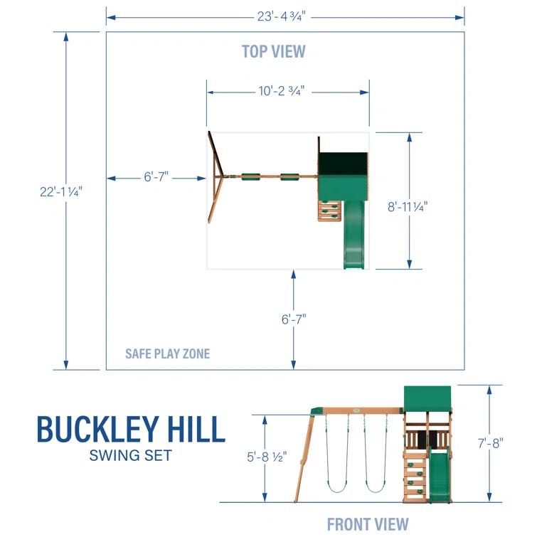 Backyard Discovery Buckley Hill Cedar Wood Swing Set with Wave Slide, Play Deck, Rock Wall Ladder, and Chalkboard & Reviews | Wayfair