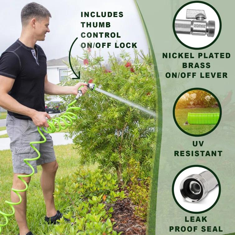 Morvat Morvat Recoil Garden Hose with ON/OFF Valve & 10-Way Spray Nozzle