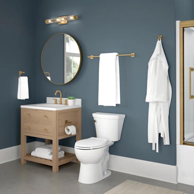 Franklin Brass Nash 4-Piece Bath Hardware Set 18" Towel Bar w/ Extender Toilet Paper Holder Towel Holder Towel Hook NASH64-SG