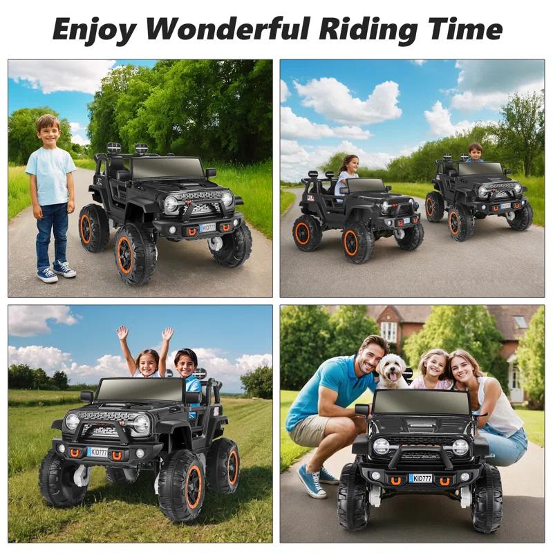 Ancheer 24V Real 2 Seater Ride On Toys Electric SUV Jeep Car With Remote Control,2WD/4WD Switchable, 4X100W Motor, Bluetooth, Music, USB, Lights