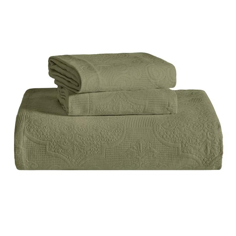 Superior Superior Florin Matelasse Jacquard Scrolling Medallion Cotton Bedspread Set With Pillow Shams