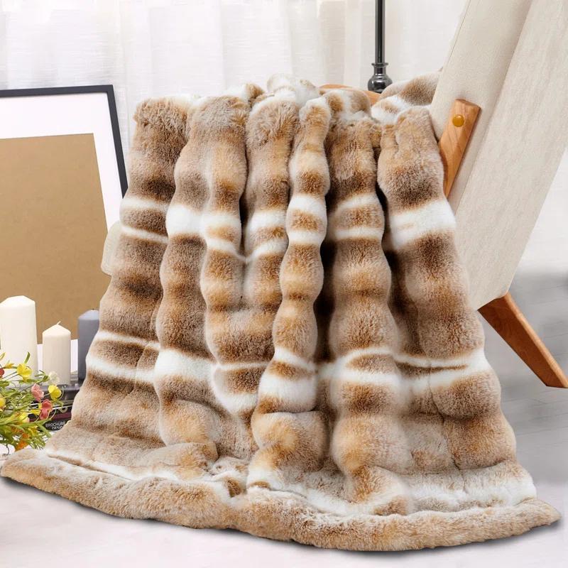 Home Soft Things Tip Dying Faux Fur Throw Blanket