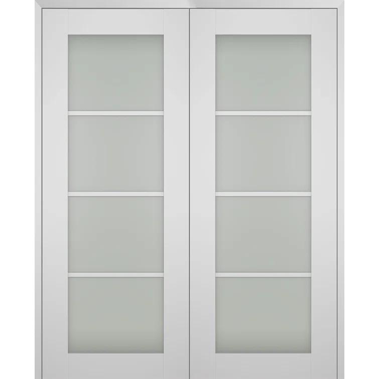 Belldinni Smart Pro 4 Lite Paneled Manufactured Wood and Frosted Glass Interior Double Prehung Door