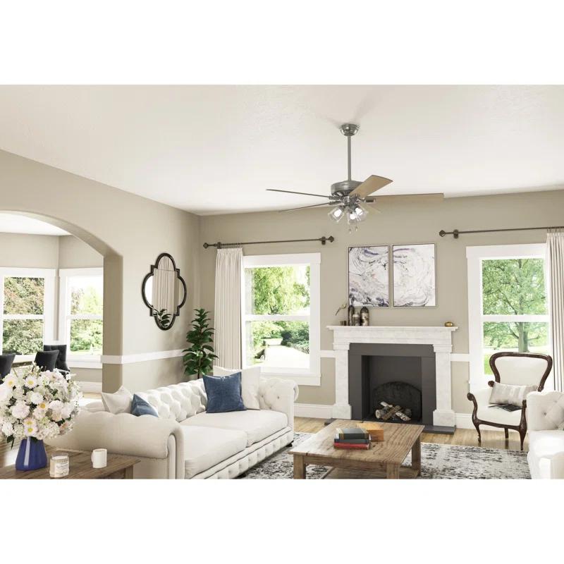 60" Crestfield 5 - Blade Ceiling Fan with Pull Chain and Light Kit Included