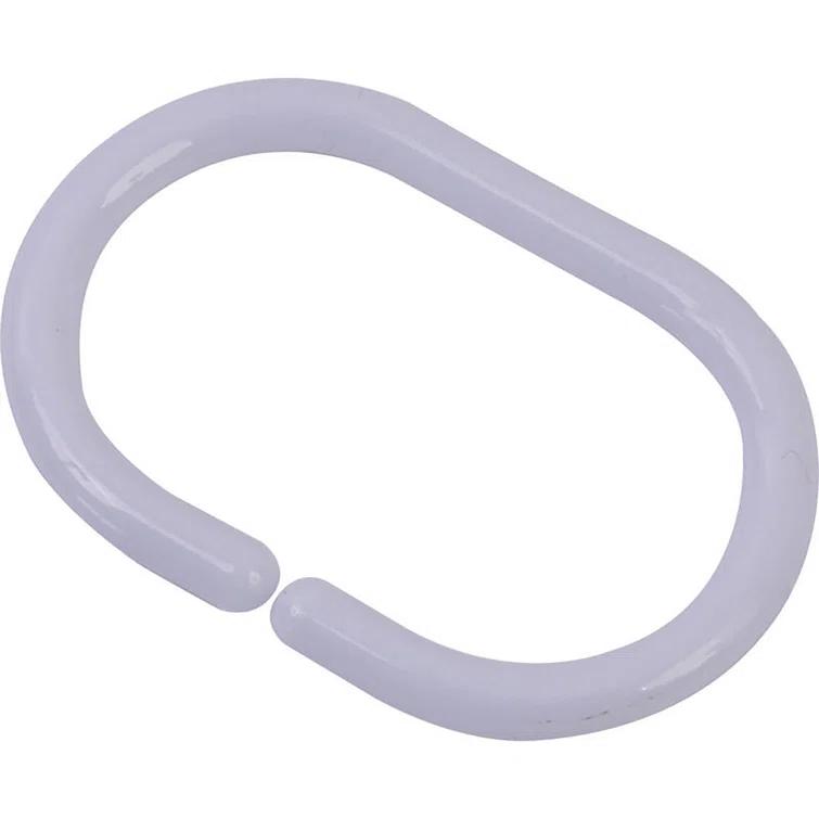 Evideco Solid Plastic Shower Curtain Hooks Rings (Set of 12)