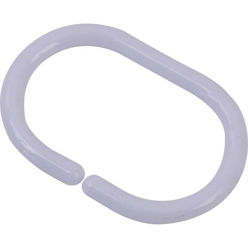 Evideco Solid Plastic Shower Curtain Hooks Rings (Set of 12)