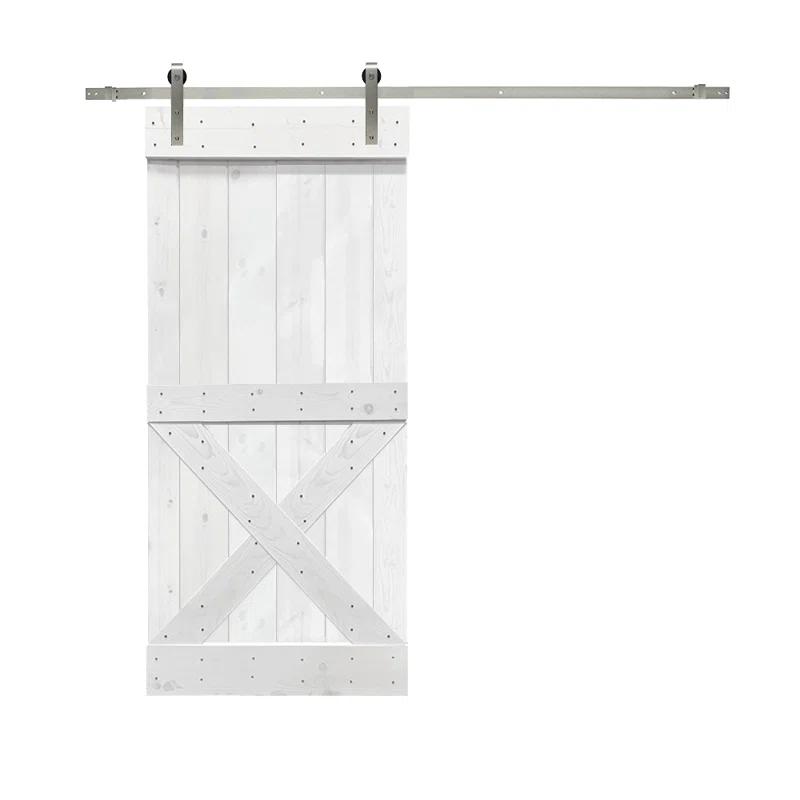 Calhome 36'' x 84'' Solid Wood Paneled Painted with Installation Hardware Kit Barn Door