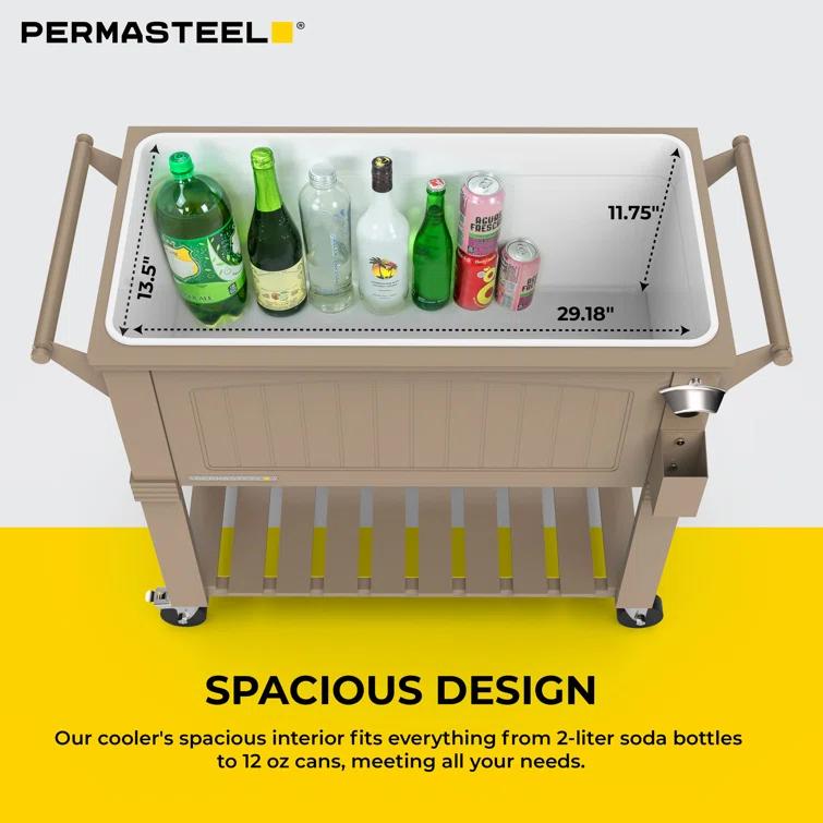 Permasteel 80 Qt. Furniture Style Rolling Patio Cooler