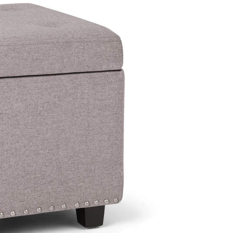 Simpli Home Hamilton 48"W Upholstered Storage Ottoman Bench with Lift-Top Lid, Tufted Design, and Nailhead Trim