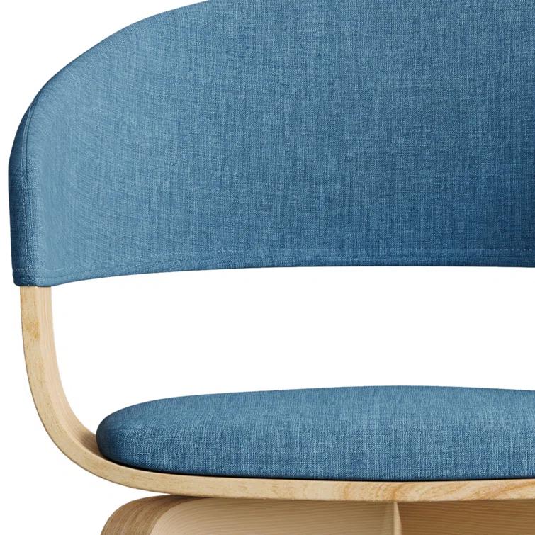 Lowell Bentwood Upholstered Dining Chair with Curved Backrest in Mid-Century Modern Style