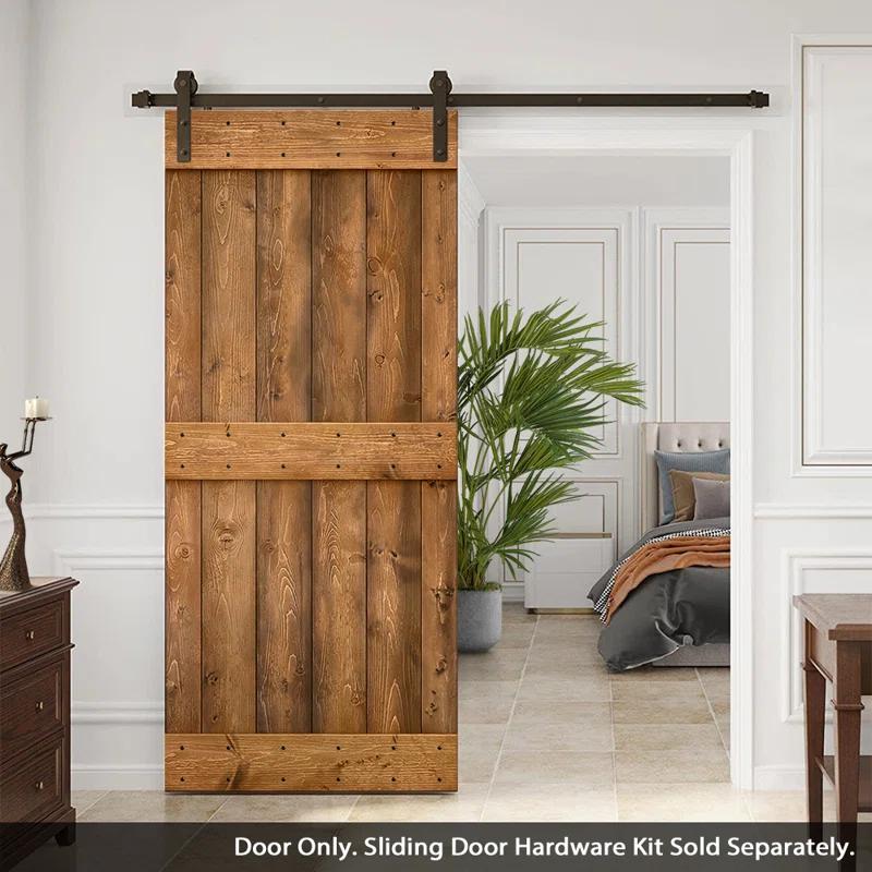 Calhome 84'' Solid Wood Paneled Painted without Installation Hardware Kit Barn Door