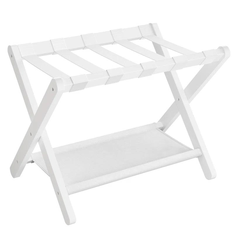 Bisiot Luggage Rack, Folding Suitcase Stand With Storage Shelf Holds Up To 131 Lb