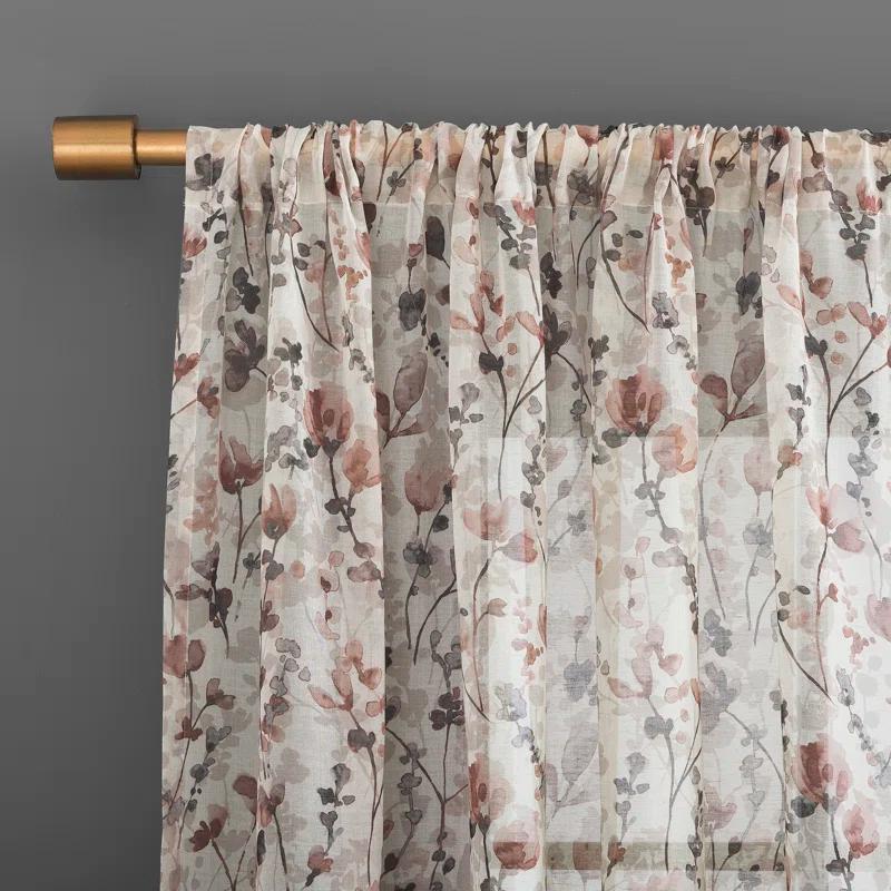 Scott Living Jessa Linen Blend Floral Semi-Sheer Rod Pocket Single Curtain Panel & Reviews | Wayfair