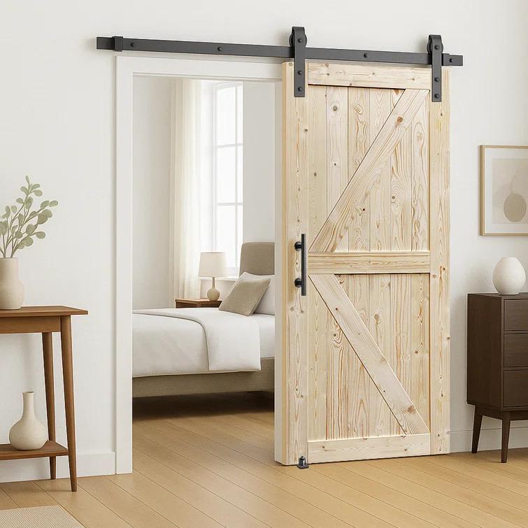 S&Z TOPHAND Barn Door, Unfinished British Brace Barn Door/Country Style/Solid Wood/Sliding Door/Durable