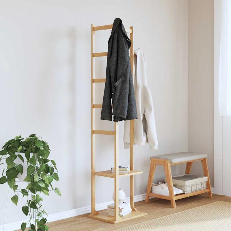 Hokku Designs Coat Stand With Hooks And Shelves 15.2"X11.8"X61.4" Bamboo