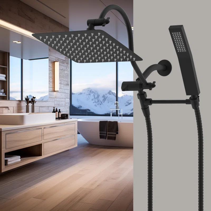 All Metal 12 Inch High-Pressure Rainfall Shower Head with Handheld Sprayer