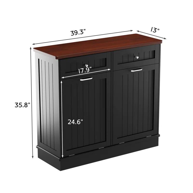Betterhood Havant Double Tilt Out Trash Cabinet 20 Gallons Wooden Free Standing(Not include trash can)