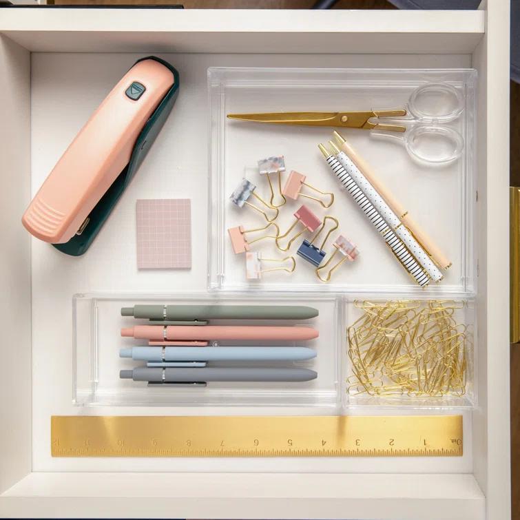 Martha Stewart Thomas Martha Stewart 3 Stack and Slide Plastic Tray Office Desktop Organizer Set