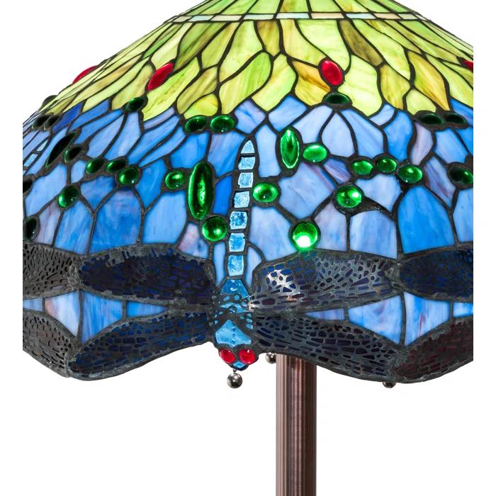 Lámpara de Pie Tipo Libélula con Cabeza Colgante Tiffany de 62" de Alto