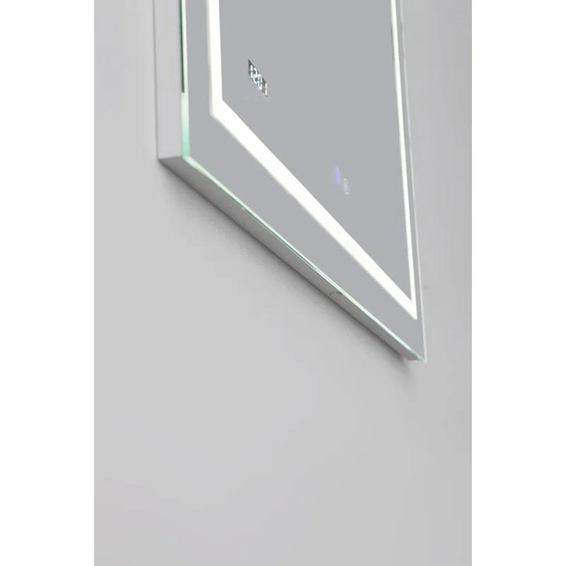 AQUADOM AQUADOM Daytona 40" W x 36" H x 1" D, LED Wall-Mount Mirror for Bathroom with 3 Color Temperature Light, Touch Control, Dimmer and Defogger, Digital Clock