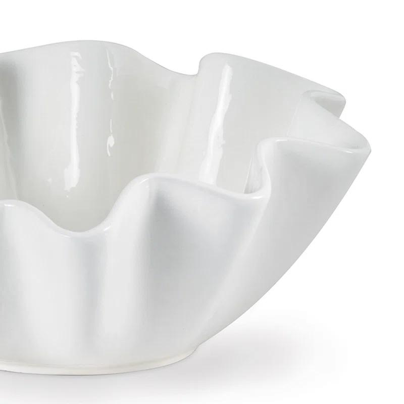 Ruffle Ceramic Bowl by Regina Andrew - White / Large