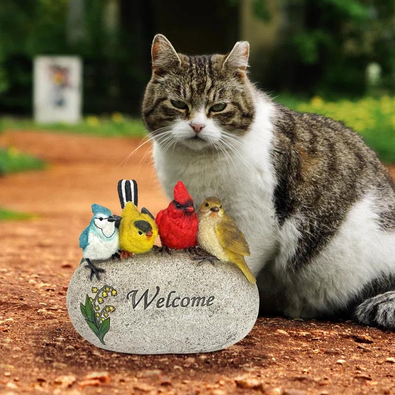 Design Toscano Birdy Welcome Sign Garden Stone Statue