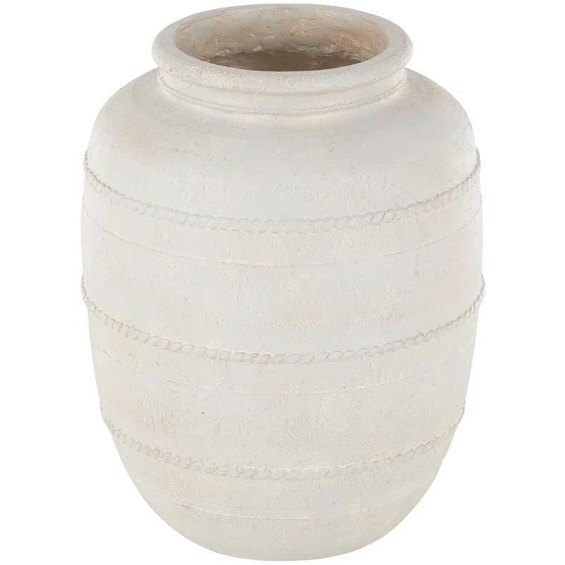 Tucson Magnesium Oxide Distressed Decorative Vase with Raised Braided Accents