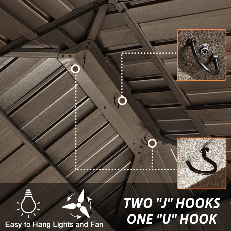 EAGLE PEAK Outdoor Aluminum Frame Hardtop Patio Gazebo