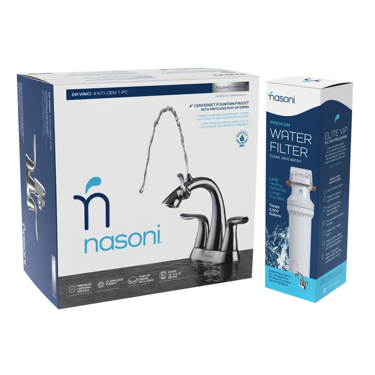 Da Vinci Widespread Bathroom Fountain Faucet with Drain Assembly