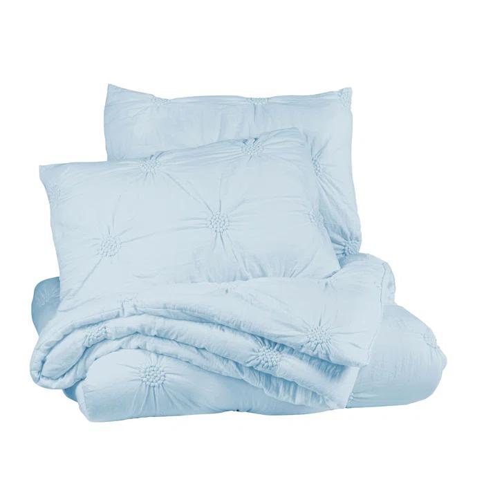 Swift Home Supreme Microfiber Floral Pintuck Microfiber 3-Piece Comforter Set