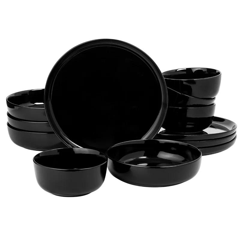 Gibson Gibson Home Oslo 12 Piece Porcelain Dinnerware Set - Black