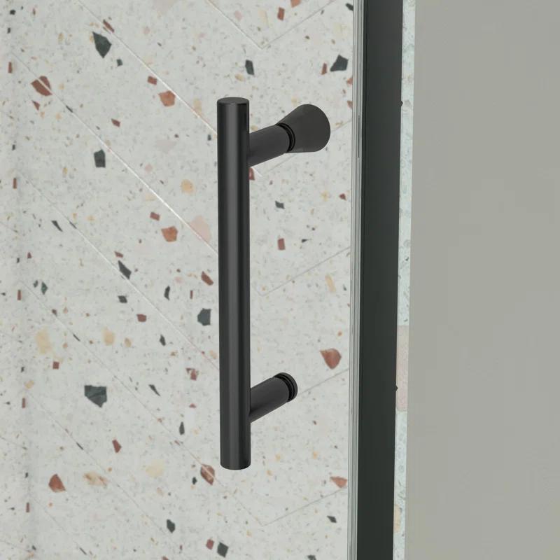 Waterpar WP1683871MB 38-42 in. W x 71 in. H Pivot Swing Semi-Frameless Shower Door With Clear Tempered Glass