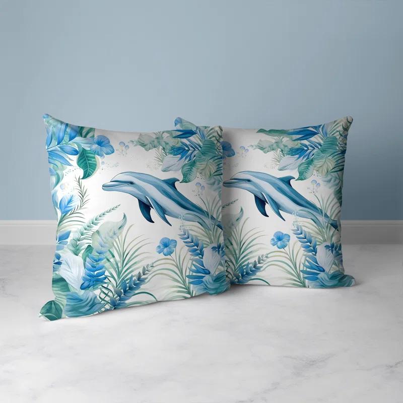 Amrita Sen Dolphin Haven Indoor/Outdoor Reversible Throw Pillow | Wayfair