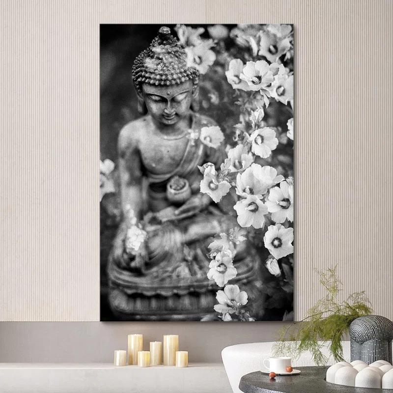 wall26 " Buddhism Buddha Statue Lily Flower "
