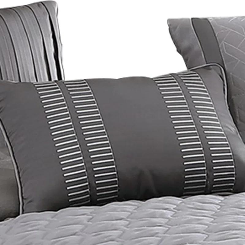 Benjara Gray Microfiber 10 Piece Comforter Set