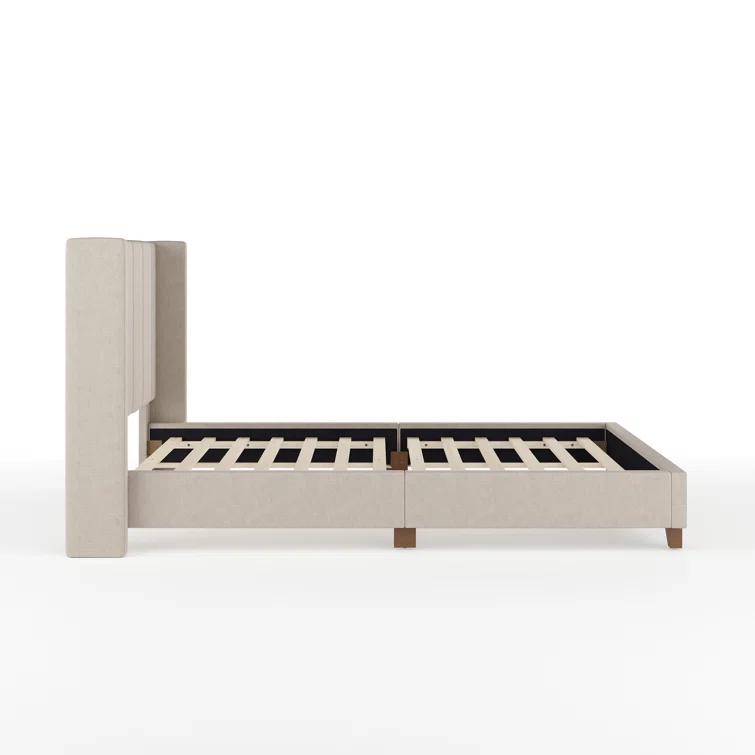 Martha Stewart Martha Stewart Kay Upholstered Platform Bed With Channel Stitched Wingback Headboard