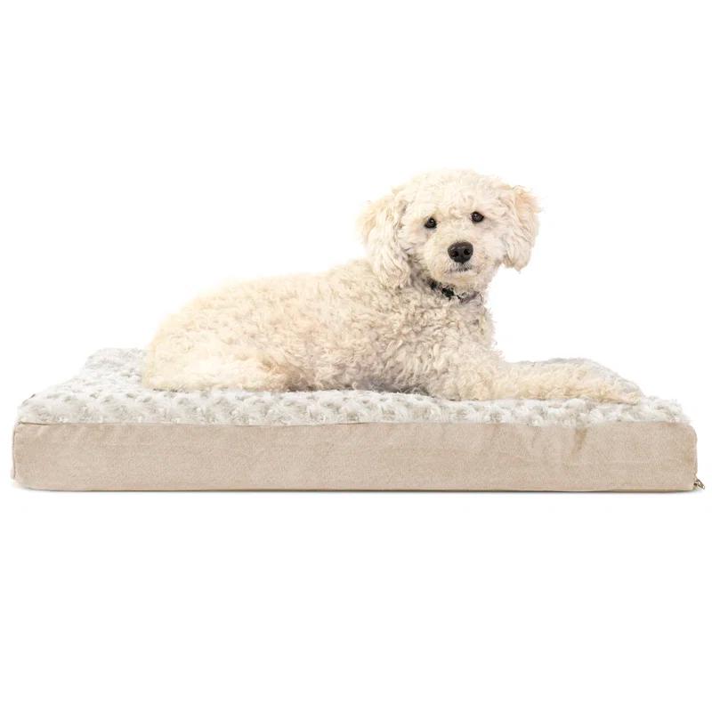 FurHaven Ultra Plush Faux Fur & Suede Orthopedic Foam Deluxe Mattress Dog Bed