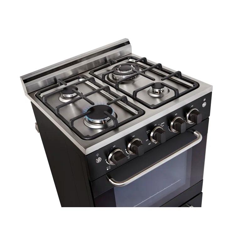 Unique Appliances Prestige 23.5" 4 burner 2.3 cu. ft. Freestanding Gas Range with Convection Oven UGP-24V PC1 B