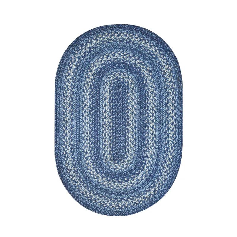 Damell Braided Non-Shedding Reversible Jute Blue Rug