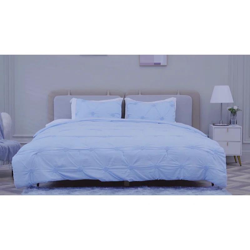Supreme Microfiber Floral Pintuck Microfiber 3-Piece Comforter Set