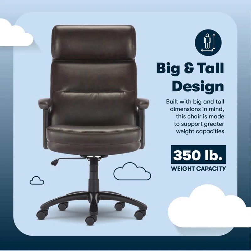 Serta Serta Comfort Executive Big & Tall Office Chair, Ergonomic High-Back, Semi Plush Seat, Padded Arms