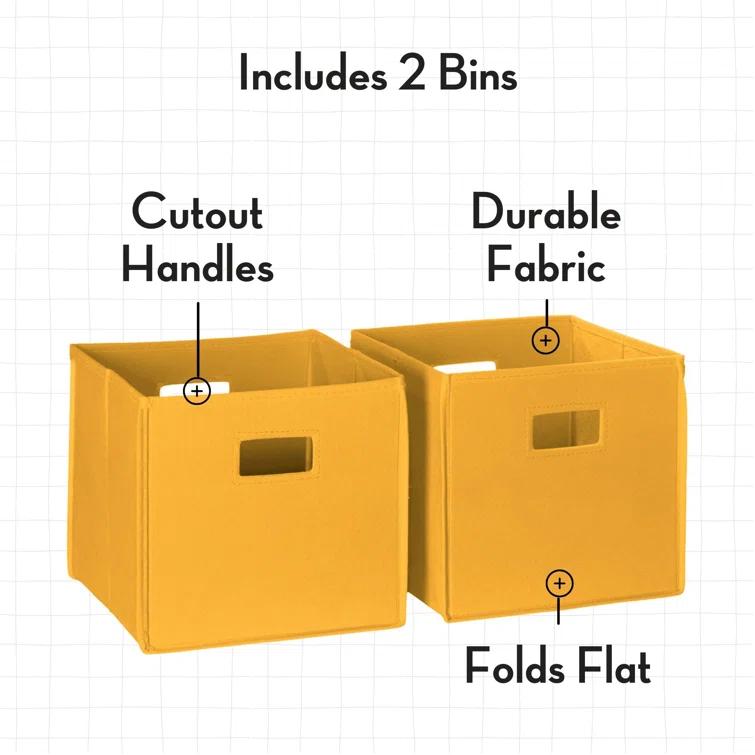 RiverRidge Home RiverRidge Book Nook Kids Bookshelf and Toy Organizer Tower with 3 Cubbies and 6 Bookracks for Playroom, Nursery, and Reading Nook - White with 2 Fabric Bins