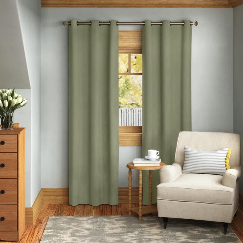 Eclipse Microfiber Blackout Grommet Curtains, Solid Thermaback Window Curtains