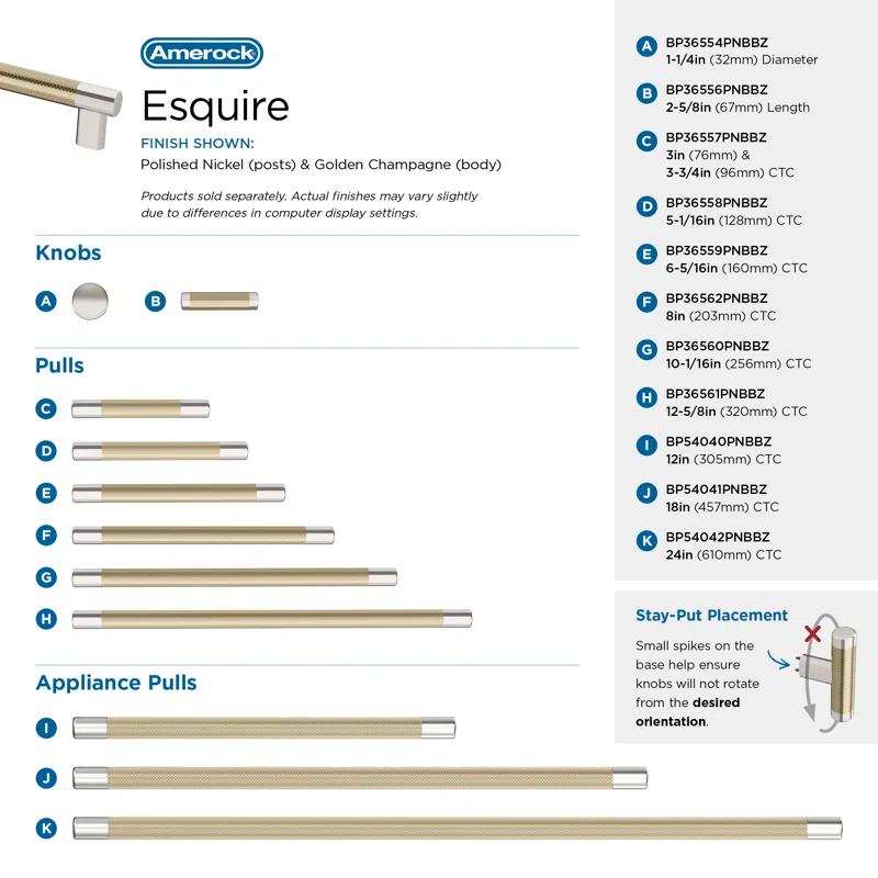 Amerock Esquire 1-1/4 inch (32mm) Diameter