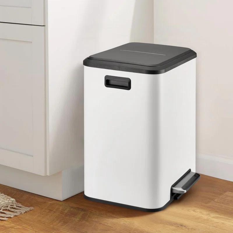 Sangdo Stainless Steel Step On Multi-Compartment Trash/Recycling Bins - 8 Gallons
